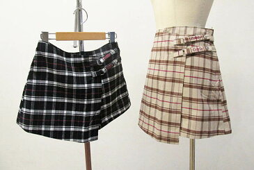 SALE! 50%OFF!! 2020秋冬 ZIDDY ジディ ラップスカート風チェックショートパンツ :140〜150cm、Free:1230-28017