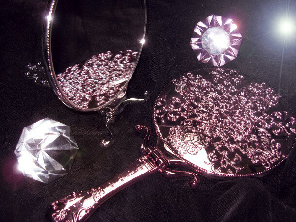 ヤマムラ トゥインクルハンド＆スタンドミラー Y-1505ゴールド・シルバー・ピンク