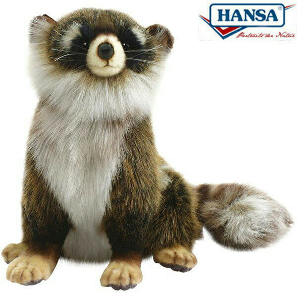 Rakuten - HANSA 4248 アライグマ25 全長：25cm RACCOON SITTING BH4248 ぬいぐるみ ハンサ あらいぐま ラスカル クリスマス 誕生日 プレゼント 動物 犬 猫 鳥 うさぎ ペンギン アニマル 置物 人形 フィギュア KOESEN ケーセン 大きい マスコット 実物大 大型