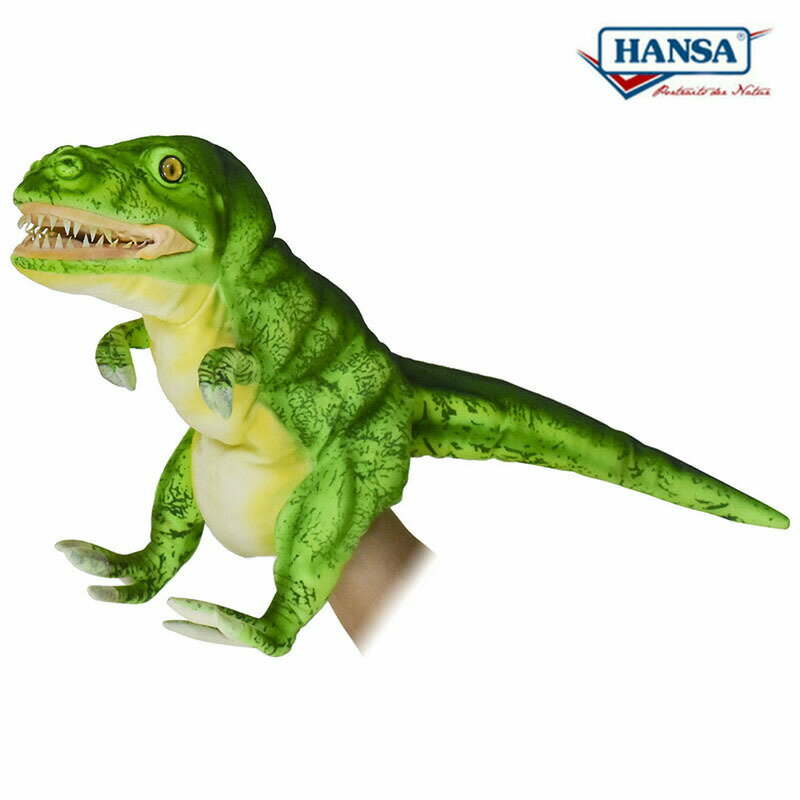 乐天商城 - HANSA BH7763 ハンドパペット ティラノサウルス (開口) グリーン 50cm T-REX PUPPET 恐竜 リアル ぬいぐるみ 操り人形 手人形 指人形 腹話術 ハンサ クリスマス 誕生日 プレゼント 動物 アニマル 置物 人形 フィギュア KOESEN ケーセン 7763