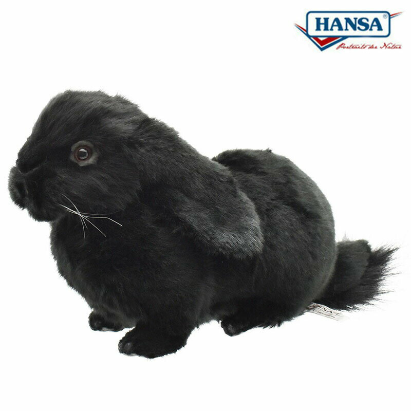 HANSA 8142 ホーランド・ロップ ブラック 33cm 黒 HOLLAND LOP EAR ぬいぐるみ ハンサ ロップイヤー たれ耳 兎 ウサギ クリスマス 誕生日 プレゼント 動物 犬 猫 鳥 うさぎ ペンギン アニマル 置物 人形 KOESEN ケーセン 大きい マスコット 実物大 大型
