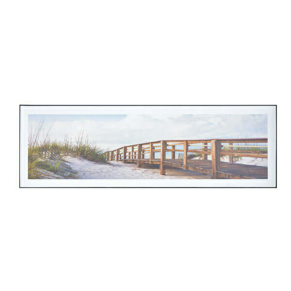 乐天商城 - アートパネル ART-201B　桟橋 /　アートパネル 140×45cm ワイド グラフィックパネル デザインボード アート 写真 風景 景色 インテリア 飾り 壁掛け リビング 玄関 モダン おしゃれ　海 砂浜 ビーチ