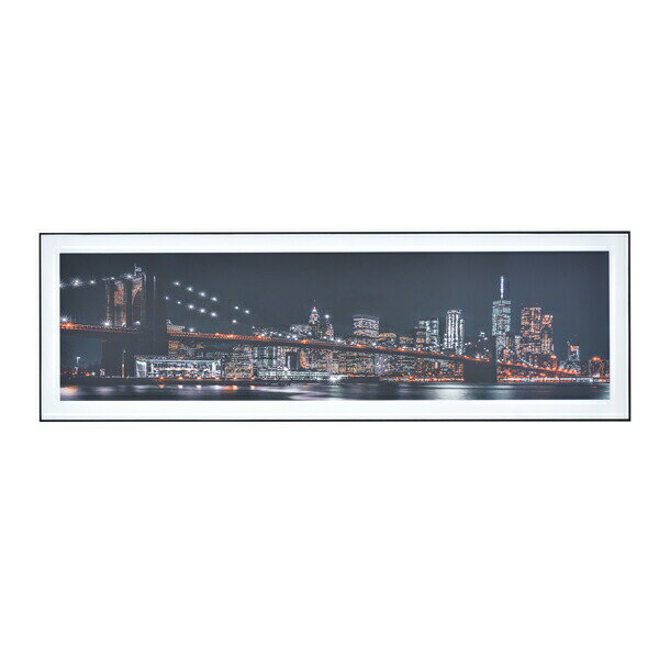 乐天商城 - アートパネル ART-201D　夜景　ビル群　　/　アートパネル 140×45cm ワイド グラフィックパネル デザインボード アート 写真 風景 景色 インテリア 飾り 壁掛け リビング 玄関 モダン おしゃれ　橋　ブリッジ 摩天楼 高層ビル
