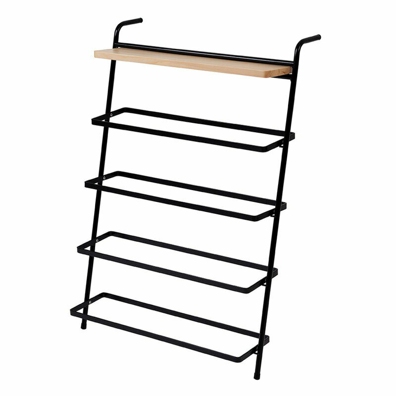 乐天商城 - アイアン シューズラック NIT-15BK ブラック 立てかけ 下駄箱 靴置き 玄関 靴箱 スリッパラック 収納 ガギ置き 工具不要 簡単組立 小物入れ 小物置き