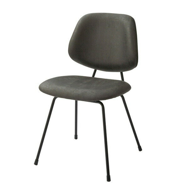 乐天商城 - グルーヴ チェア PC-78BK ブラック チェア 椅子 チェアー ダイニング リビング ブラック グレー スチール クロスレザー アームレス ゆったり ボリューム