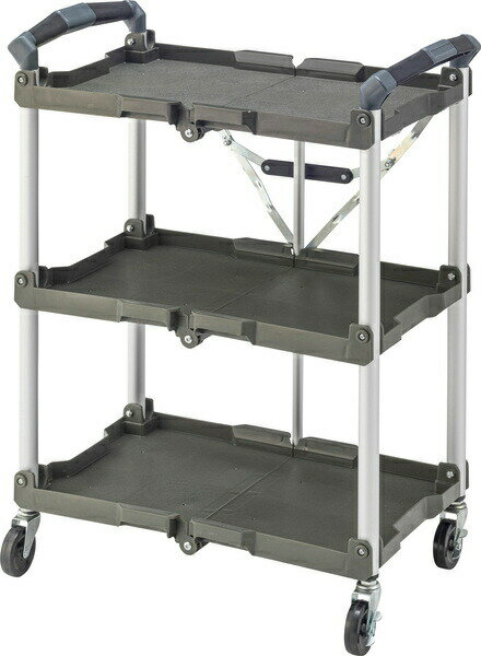 フォールディングワゴン WG-305KH グリーン 折りたたみ ワゴンラック キャスター付き 収納 トレイ お盆 キッチン ガレージ 車載 工具