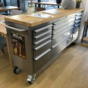 ツールキャビネット DIS-394 シルバー 幅199cm 工具箱 ステンレス キャスター ツールチェスト ツールワゴン 工具 収納 調理台 家具 サイドテーブ...