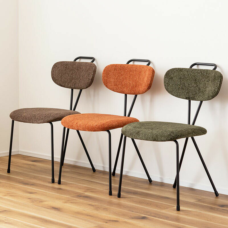 乐天商城 - アクロス チェア 東谷 PC-83DBR ツイード ダイニングチェア 椅子 いす イス シンプル モダン インダストリアル スチール スタイリッシュ チェアー くすみカラー ダークブラウン カーキ オレンジ 茶色 取っ手付き 個性的 背もたれ PC-83KH PC-83OR