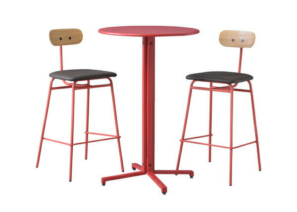 ハイテーブル 円形 60cm天板 高さ93.5cm PT-332RD 赤 レッド スチール テーブル 机 オフィス カフェ シンプル ラウンド 丸テーブル カウンターテーブル ダーツバー バーカウンター [3]