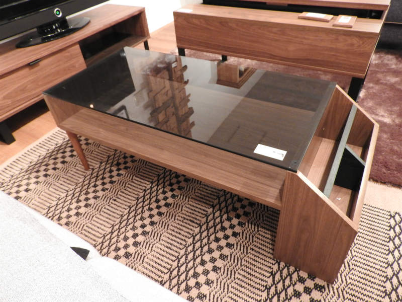 センターテーブル alm-16wal 8mm強化ガラス 側面収納付き 机 リビング センター ローテーブル [2]