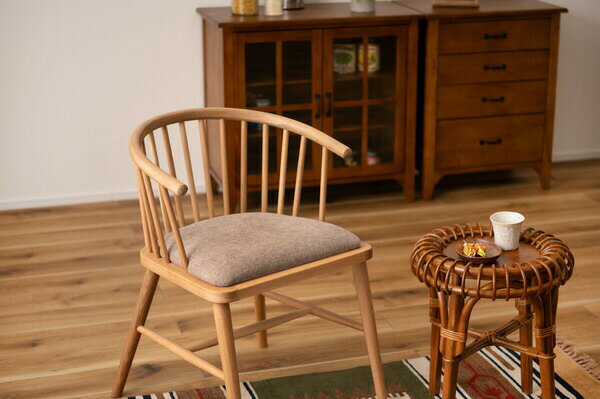 チェア HOC-76BE ベージュ ダイニングチェア 椅子 椅子 食卓 木製 ウィンザーチェア クッション [3]