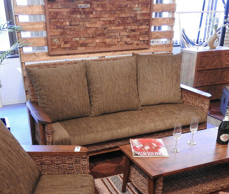 ソファ　3人掛 nrs-453 アバカ マニラ麻 い草 ラタン 藤 椅子 イス チェア パーソナル 座椅子 三人掛け..