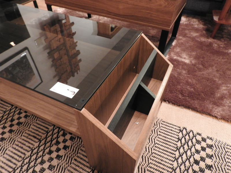 センターテーブル alm-16wal 8mm強化ガラス 側面収納付き 机 リビング センター ローテーブル [3]