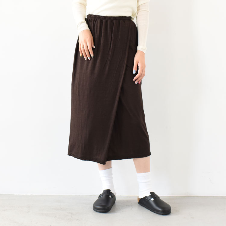 unfil（アンフィル）/superfine merino plain-jersey drawstring-waist skirt ドローストリングウエストスカート