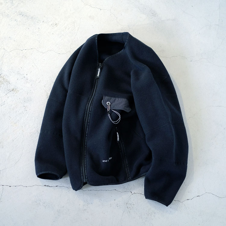 and wander（アンドワンダー）/wool fleece cardigan ウールフリースカーディガン