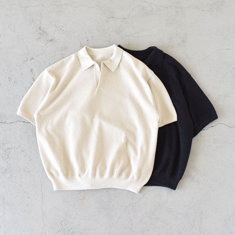 crepuscule（クレプスキュール）/Light Moss Stitch Polo ライトモスステッチポロニット【2024春夏】