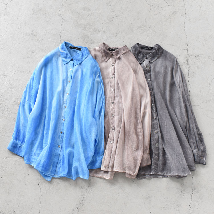 mizuiro ind ミズイロインド /pigmented die wide shirt tunic ピグメントダイワイドシャツチュニック【2024春夏】