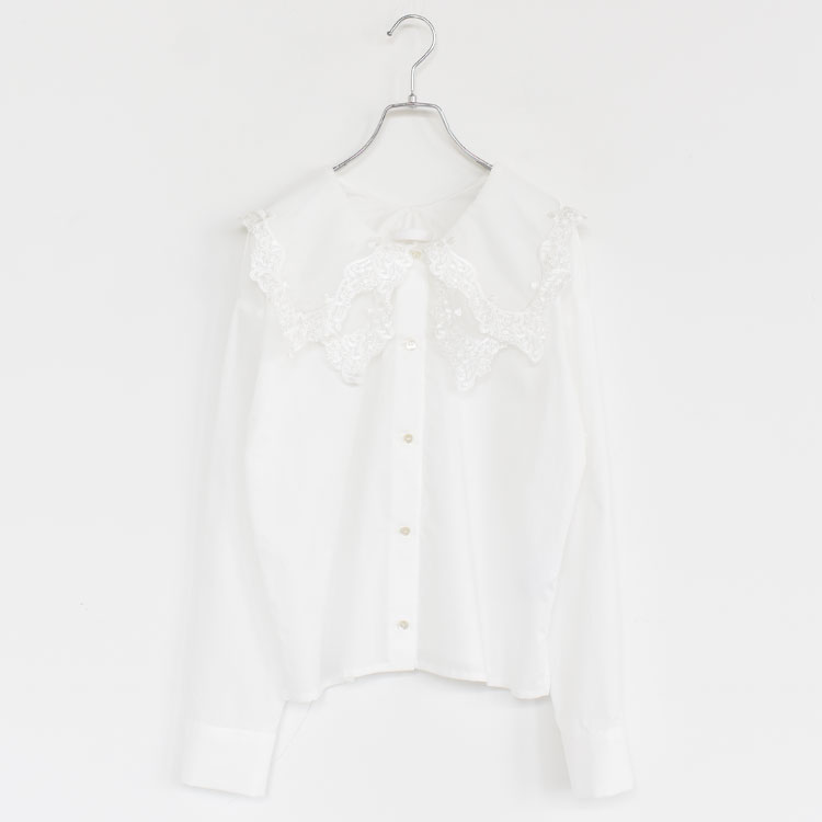 MARMARMAR（マーマーマー）/Lace Collar Long Sleeve Shirt レースカラーロングスリーブシャツ/1-830103