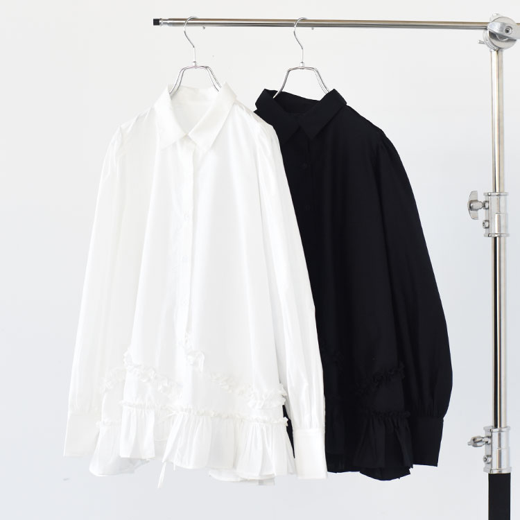 Rakuten - Crinkle Crinkle Crinkle（クリンクルクリンクルクリンクル）/frill hem long sleeve shirts フリルヘム ロングスリーブシャツ/CC-4503【2026春夏】