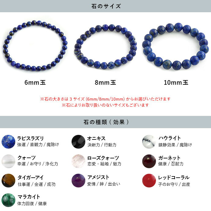 ＼P10倍&10%OFFクーポン／天然石ブレスレット メンズ レディース 6mm 8mm 10mm ラピスラズリ オニキス タイガーアイ パワーストーンブレスレット 数珠ブレスレット ビーズブレスレット ストーンブレスレット サイズ選択可 Mサイズ Sサイズ bab-2009 binich-10002821 シルバーアクセサリーBinich サンプル画像2