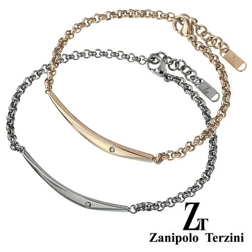 zanipolo terzini (ザニポロタルツィーニ) 【ペア販売】ダイヤモンドクレセントペアブレスレット アクセサリー[ステンレスブレスレット]