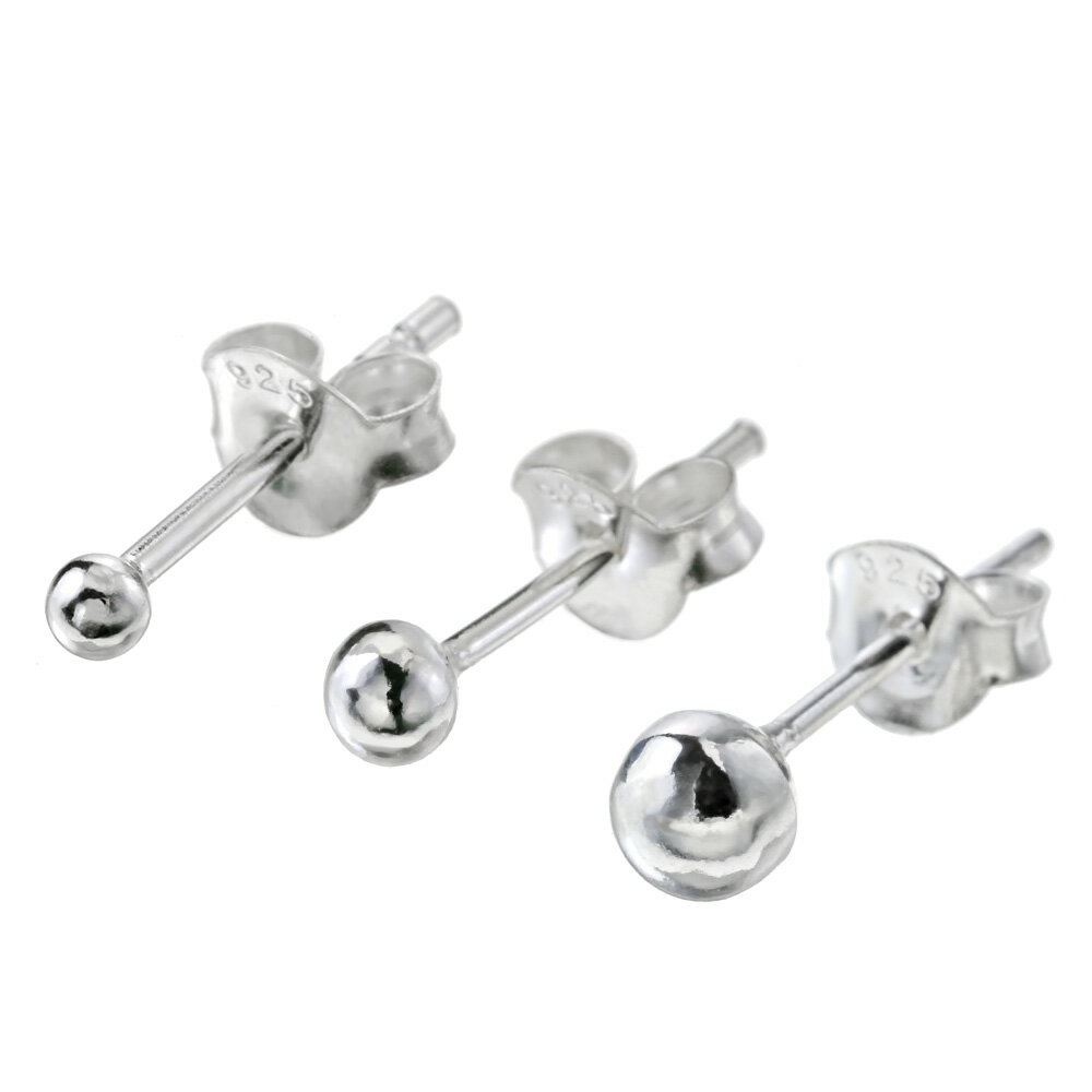 Binich(ビニッチ) シャカ玉 スタッド ピアス 直径2mm 3mm 4mm 釈迦玉 シルバー925 アクセサリー メンズ シンプル 小さめ ボールピアス ...