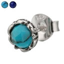 Binich(ビニッチ) カッティング ストーン ラウンド スタッドピアス メンズ シルバー925 アクセサリー ターコイズ ラピスラズリ ピアス [シルバーピ...