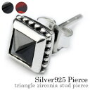 \割引クーポン/Binich(ビニッチ) 全2色 トライアングルジルコニアスタッドピアス ブラック レッド シルバー925 アクセサリー メンズ[シルバーピアス...