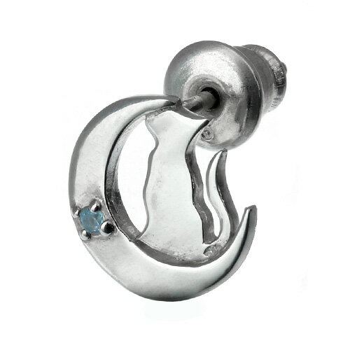 ＼10/15限定P10倍&割引クーポン／Binich(ビニッチ) キャット アンド ムーン ピアス シルバー925 アクセサリー ジルコニア メンズ 猫 ねこ[シルバーピアス] 片耳用 (1個売り)