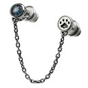Binich(ビニッチ) 【2ホール用】キャット & ヴァイン ロンドンブルートパーズ チェーンピアス メンズ シルバー925 アクセサリー アラベスク 唐草 ...