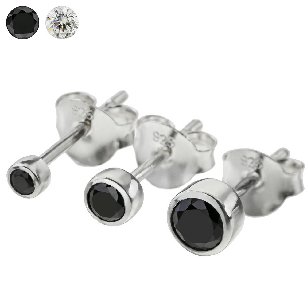 Binich(ビニッチ) ジルコニア ピアス メンズ レディース シンプル 一粒 スタッド シルバー925 アクセサリー ブラック クリア 小さい [シルバーピ...