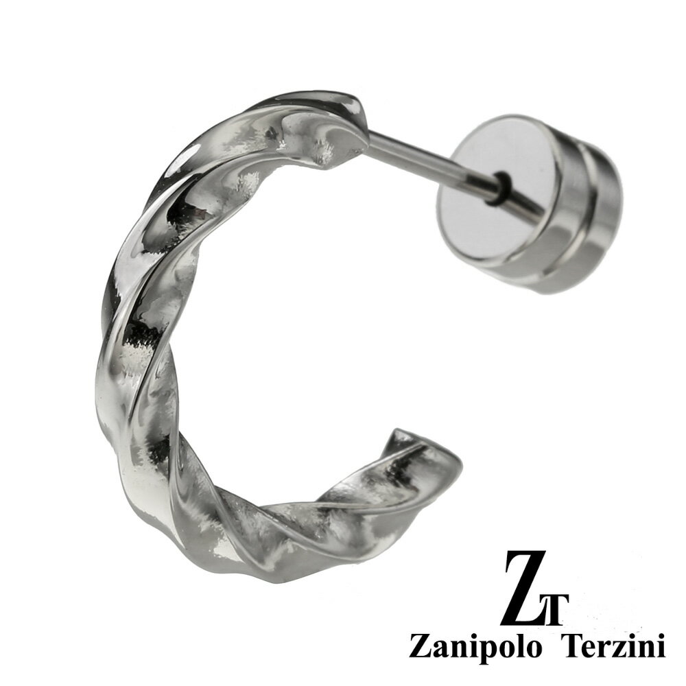 zanipolo terzini (ザニポロタルツィーニ) スクリュー ハーフフープ ステンレス ピアス フープピアス メンズ 男性 アクセサリー サージカルステンレス ピアス[ステンレスピアス] 片耳用 (1個売り)