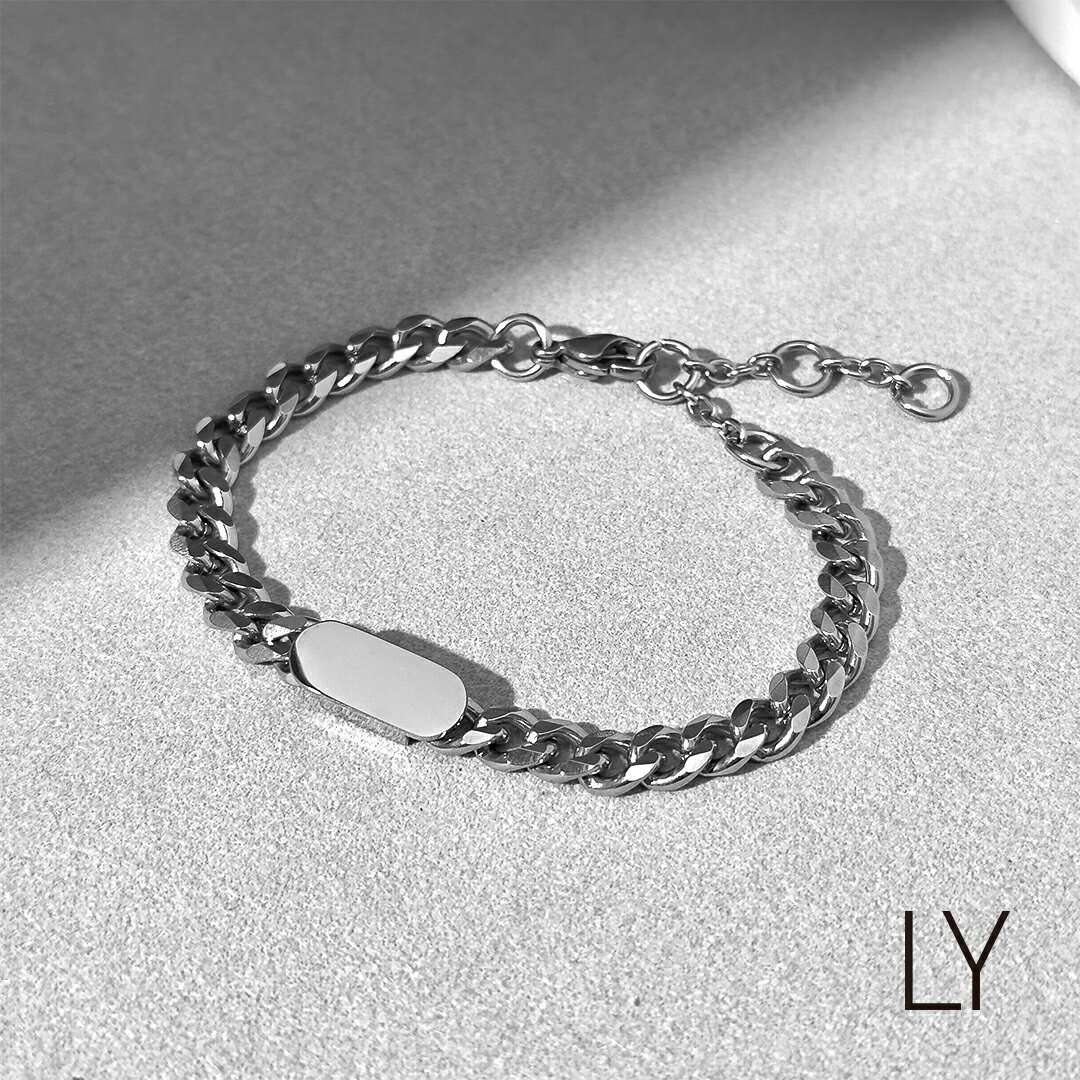 Binich(ビニッチ) LYシリーズ ブレスレット メンズ レディース ユニセックス ブレスレット 喜平 キヘイ チェーン プレート シンプル ステンレス アクセサリー