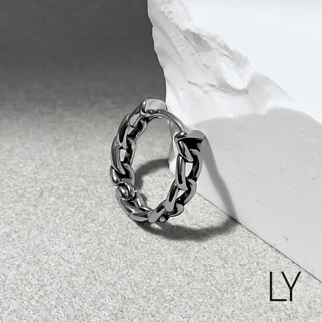 ＼4/5限定P10倍&割引クーポン／Binich(ビニッチ) LYシリーズ ピアス メンズ フープピアス リングピアス 輪っか 喜平 チェーン / (片耳用) ステンレス アクセサリー