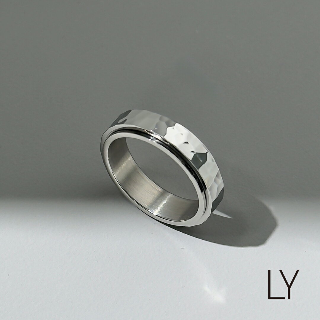 Binich LYシリーズ リング 指輪 メンズ 槌目 回転 シンプル ステンレス アクセサリー