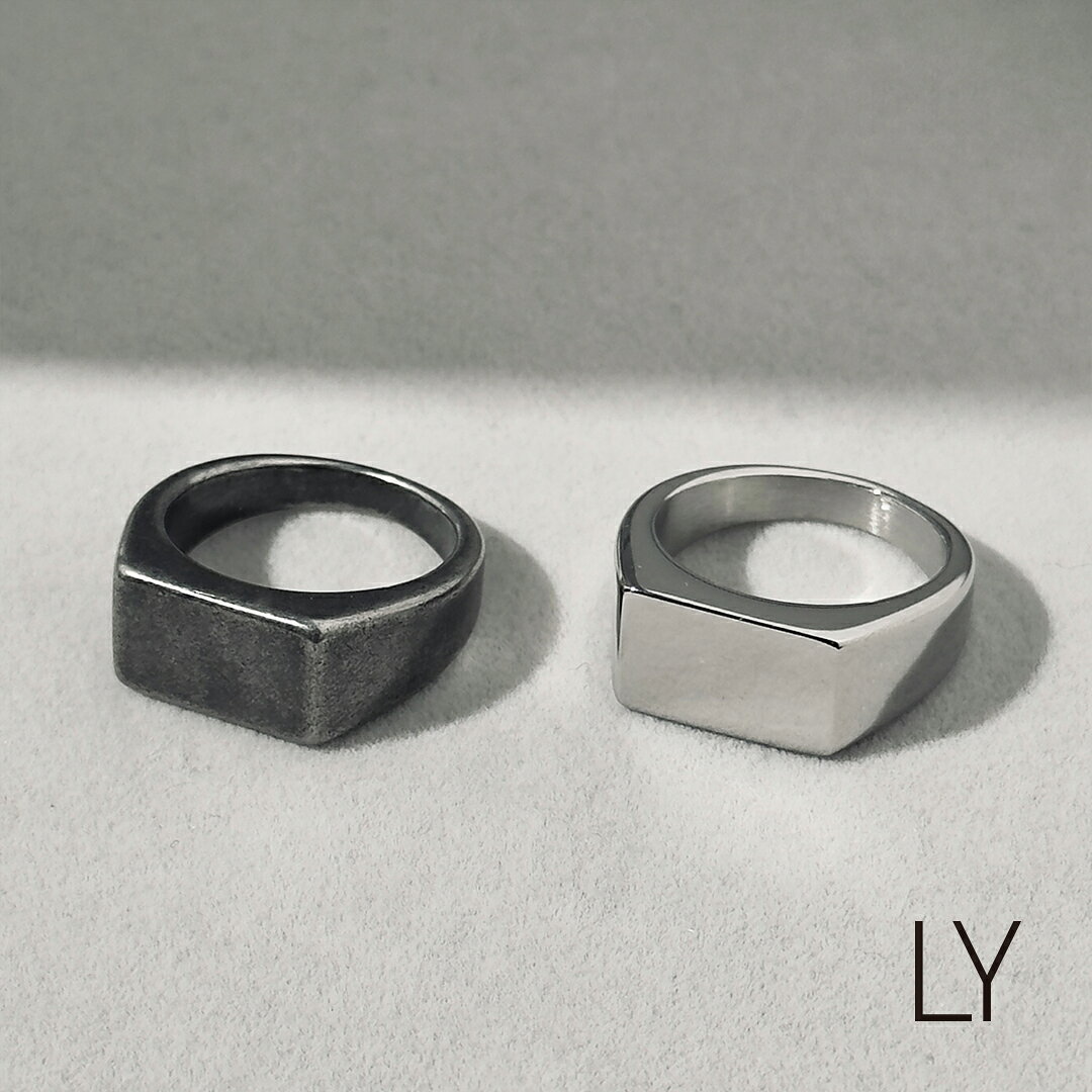 Binich(ビニッチ) LYシリーズ リング 指輪 メンズ 印台 長方形 四角 スクエア 鏡面 光 ...