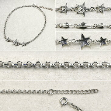 SALE10%OFF!さらに割引クーポン Binich(ビニッチ) トリプル スター ロール チェーン アンクレット メンズ シルバー925 アクセサリー 星