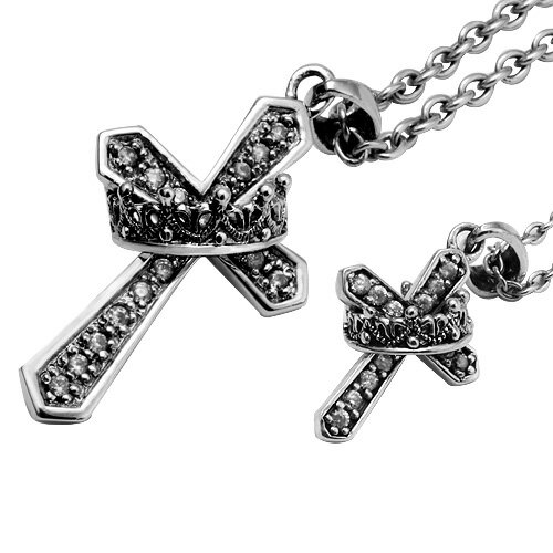 \クーポン配布中/Binich(ビニッチ) 【ペア販売】クラウンクロスペアペンダント ペアネックレス チェーンセット メンズ レディース シルバー925 アクセ...