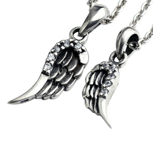 \クーポン配布中/Binich(ビニッチ) 【在庫限り】【ペア販売】リバーシブルジルコニアウィングペンダント ペアネックレス (2mmアズキチェーン) シルバー...