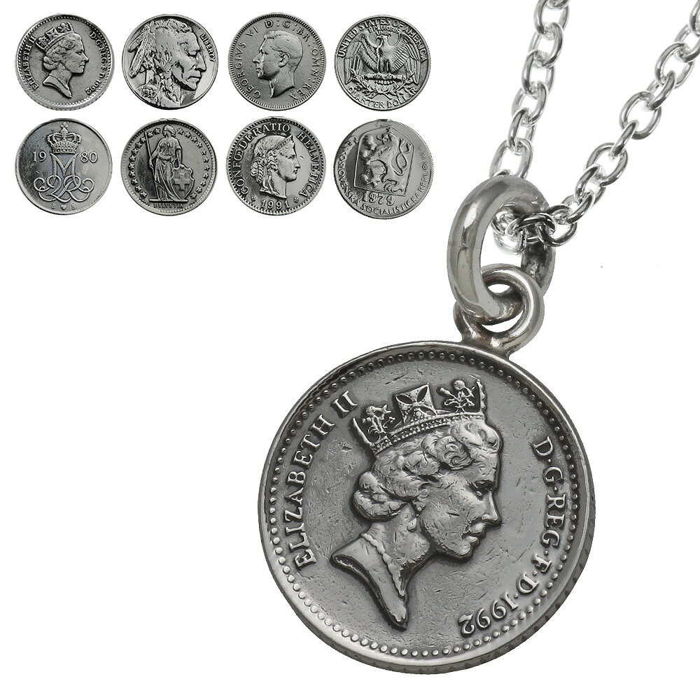 Binich(ビニッチ) アンティーク コイン ペンダント ネックレス メンズ 2mmアズキチェーン ペンダントトップ 本物の硬貨 硬貨 シルバー925 アクセ...