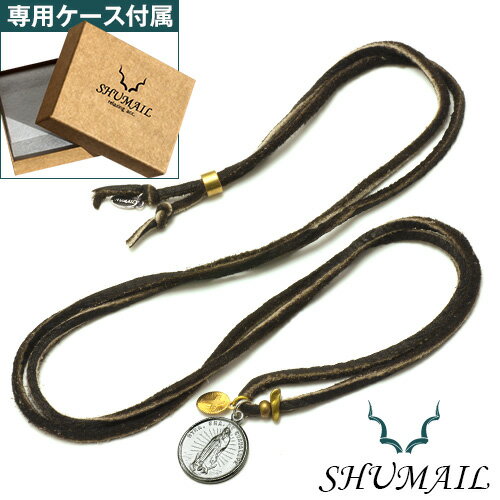 ネックレス メンズ（5000円程度） SALE10％OFF！さらに割引クーポン　SHUMAIL(シュメール) クロスチャームマリアコインペンダントレザーネックレス ブランド アクセサリー ペンダント ネックレス メンズ ブラス[真鍮]