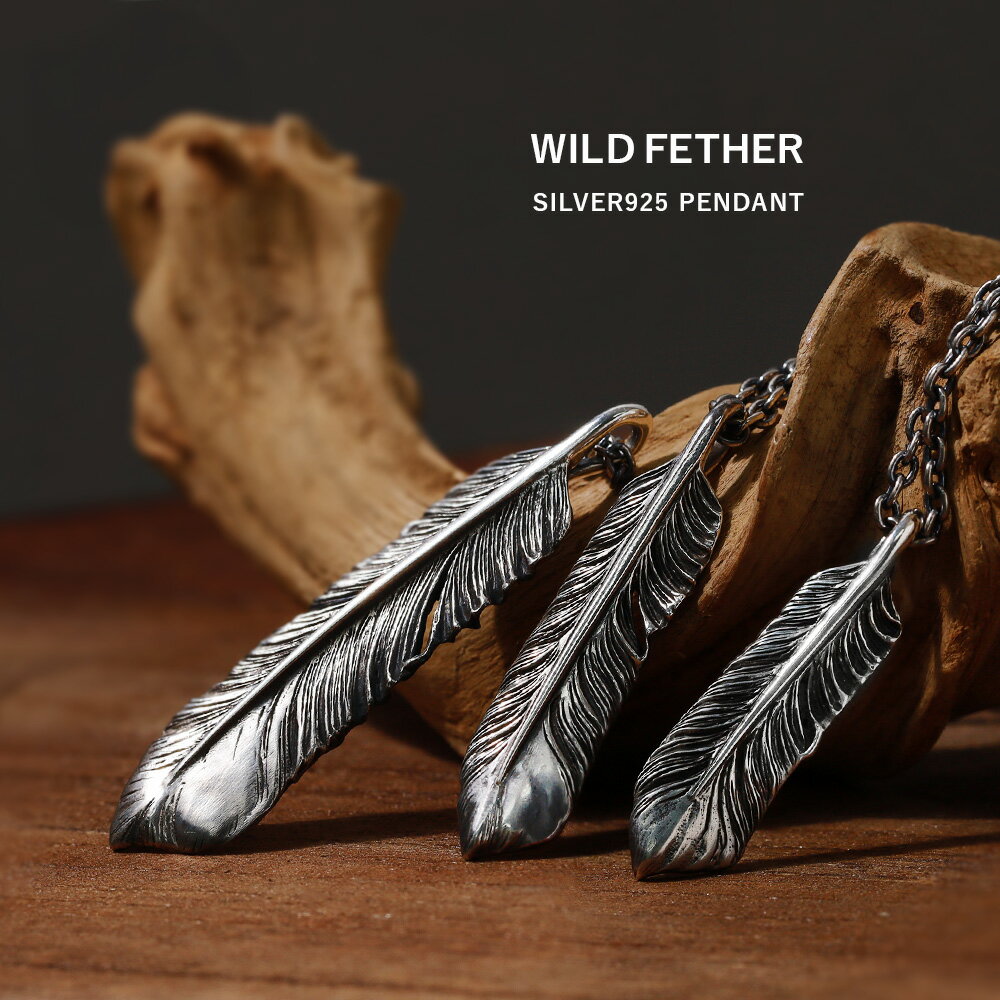 SALE10％OFF！さらに割引クーポン　Binich(ビニッチ)ワイルド イーグル フェザー ペンダント ネックレス メンズ 3mmアズキ燻しチェーン..