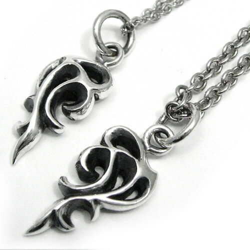 \クーポン配布中/Binich(ビニッチ) 【ペア販売】トライバルハートペアペンダント ペアネックレス メンズ ペンダントトップ 2mmアズキチェーン シルバー...