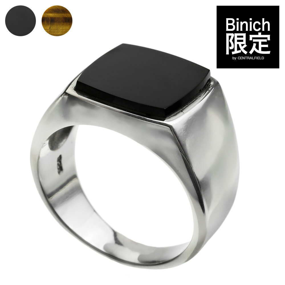 Binich(ビニッチ) ナチュラル ストーン スクエア リング ライズストーン 印台 メンズ 指輪 メンズ 印台 [ Binich限定 ] オニキス タイガーアイ シルバー925 アクセサリー[シルバーリング]