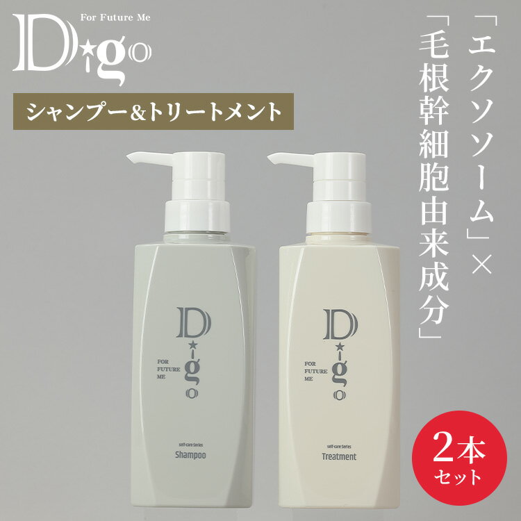 【500円OFFクーポン】2本セット Digo シャンプー トリートメント セット 500ml ディーゴ 日本産 国産 ヘアクレンジング ヘアトリートメント コンディショナー ヘアケア エクソソーム ヒト臍帯血細胞順化培養液 ヒトサイタイ血由来幹細胞エクソソーム