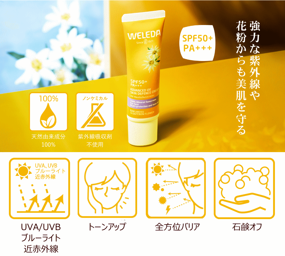 ヴェレダ エーデルワイス UVバリアクリーム 60mL【国内正規流通品】weleda 日焼け止め 敏感肌 クリーム 紫外線 UV サンケア