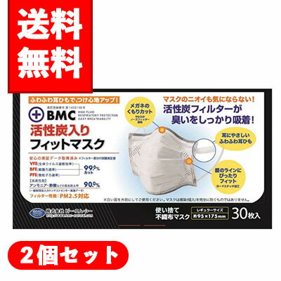 【送料無料】2個セットBMC 活性炭入りフィットマスク 30枚入×2箱