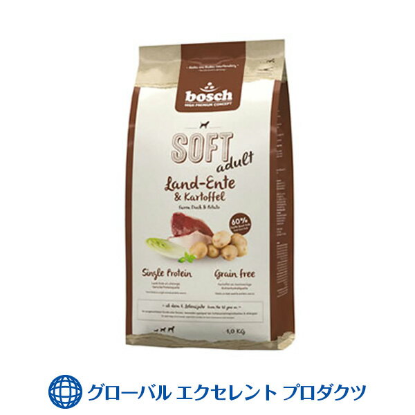 【楽天スーパーセール 20％OFF】【正規輸入品】犬用 ソフト アダルト鴨＆ポテト1kg ボッシュ ハイプレミアムプラス ドッグフード 消化不良 アレルギー症の犬用総合栄養食