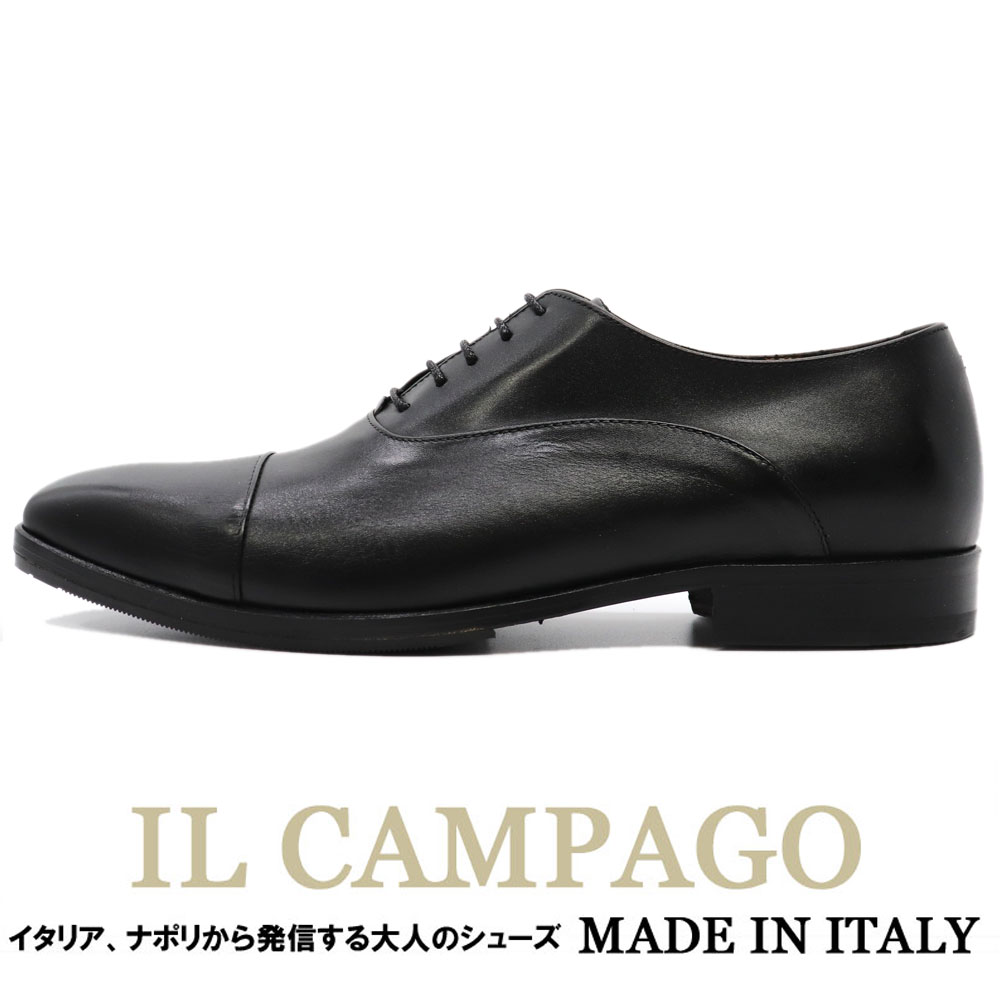 IL CAMPAGO ≪イルカンパゴ≫ イタリア製 ストレートチップシューズ メンズ イタリアブランド ドレスシューズ レザーソール ≪ビジネスシューズ フォーマルシューズ 革靴 本革 紳士靴 ブラック 黒 ≫35000WSK