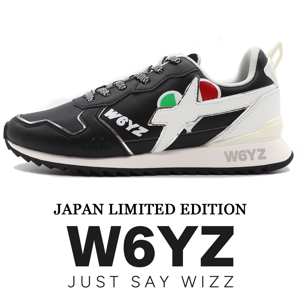 W6YZ　≪ウィズ≫ スニーカー 白 JUST SAY WIZZ ≪ジャストセイウィズ≫ イタリアブランド メンズ　日本限定モデル ジャパンリミテッドエディション ≪イタリアプリント ブラック　黒　スニーカー ≫【国内正規品】【送料無料】38000WRSN